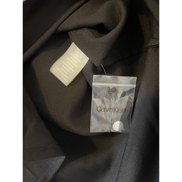 NEW Calvin Klein Petite Small Black Silver Button Down Long Sleeve Blouse Office - Picture 9 of 14